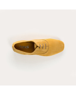 Velvet leather flat derbies