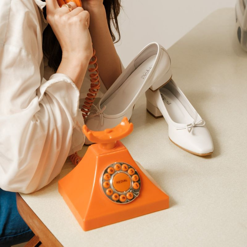 Ballerines à talons en cuir