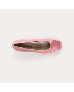 Velvet leather heel ballerinas with silk accessories