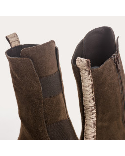 Boots chelsea velvet leather with elastic and interior zip