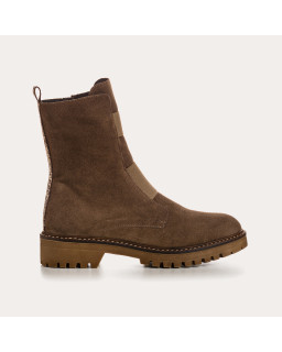 Boots Chelsea en cuir velours avec élastiques et zip intérieur