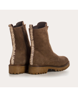 Boots Chelsea en cuir velours avec élastiques et zip intérieur