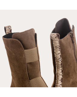 Boots Chelsea en cuir velours avec élastiques et zip intérieur