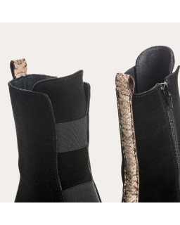 Boots Chelsea flat velvet leather with elastic