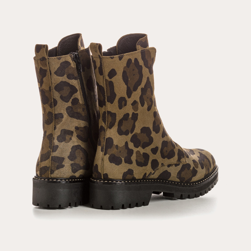 Boots Dusky - Leopard Leopard Velvet Leather Shoes | Reqins