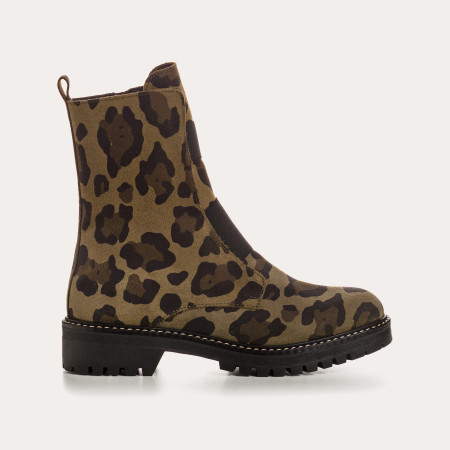 Boots Dusky - Leopard Leopard Velvet Leather Shoes | Reqins