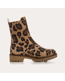 Boots DUSKY - chaussures cuir velours léopard femme | REQINS