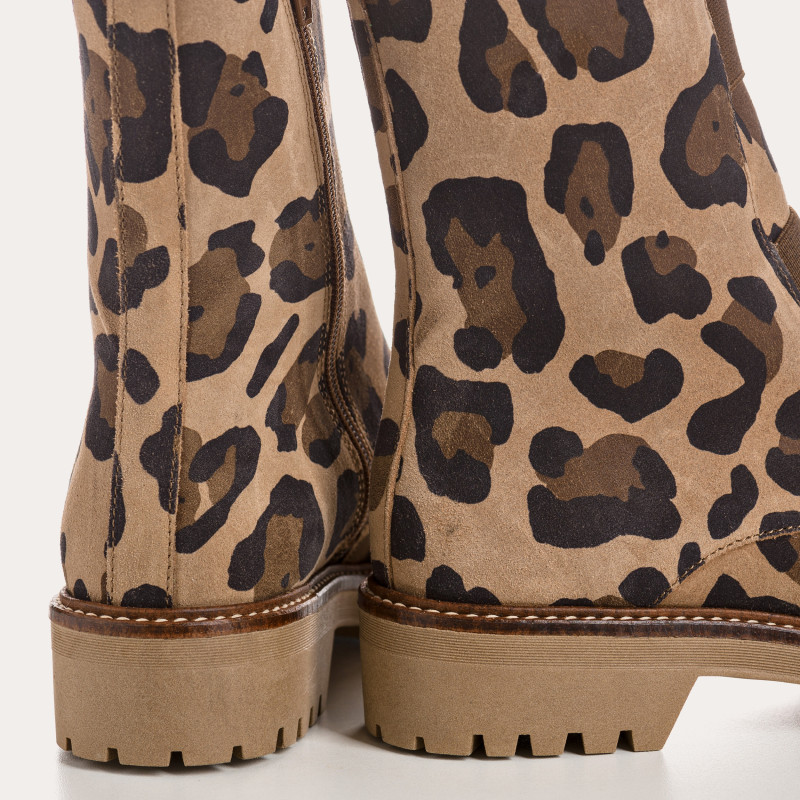 Boots DUSKY - chaussures cuir velours léopard femme | REQINS