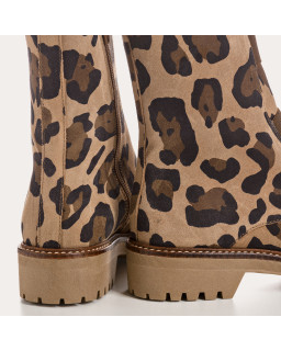 Boots Dusky - Leopard Leopard Velvet Leather Shoes | Reqins