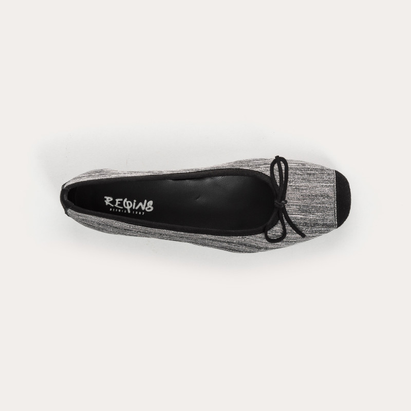 Ballerines plates à nœud en cuir plissé métallisé