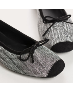 Ballerines plates à nœud en cuir plissé métallisé