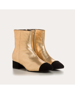 Silver and black metallic leather boots