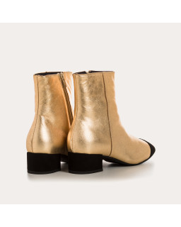 Silver and black metallic leather boots