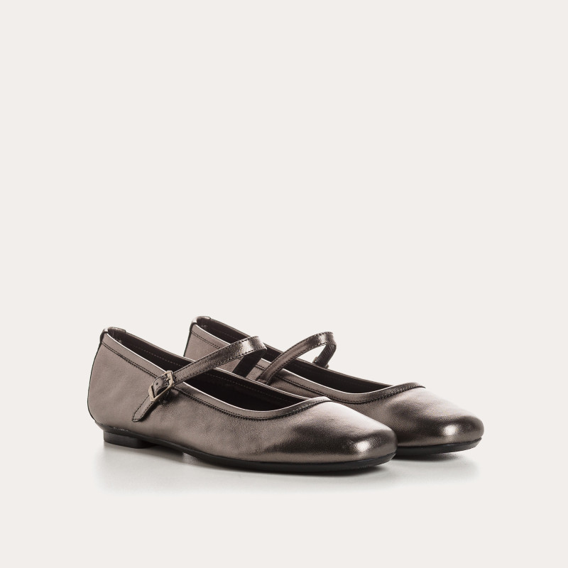 Babies Honor platine en cuir métallisé - Brides et boucles dorées ou argentées