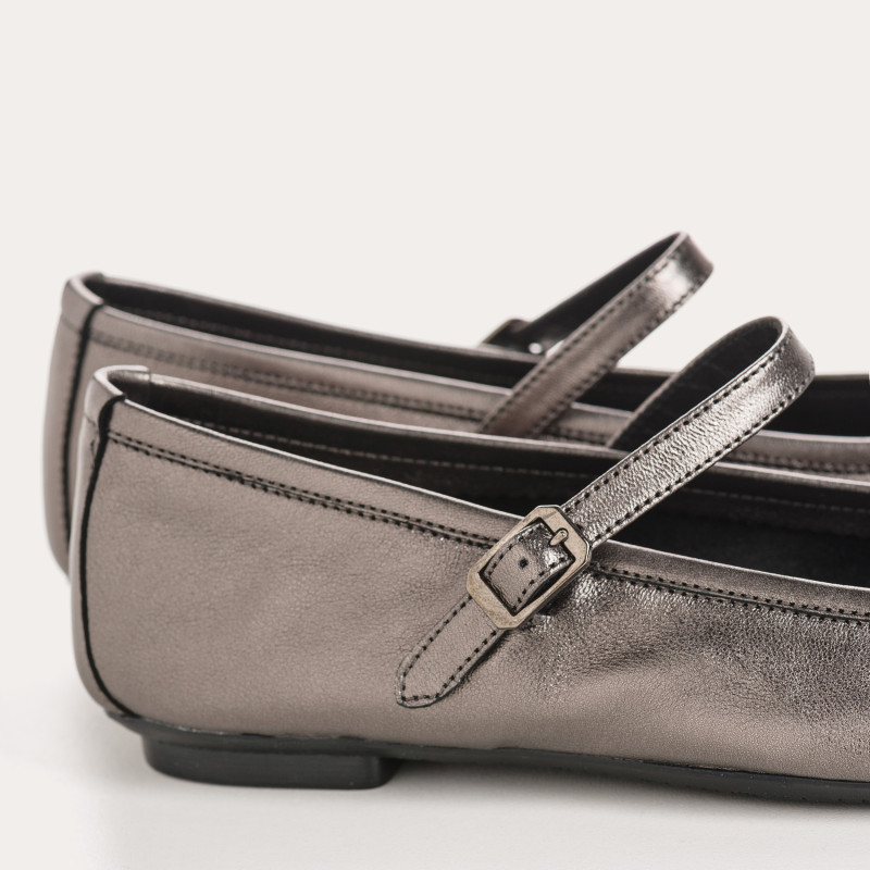 Babies Honor platine en cuir métallisé - Brides et boucles dorées ou argentées