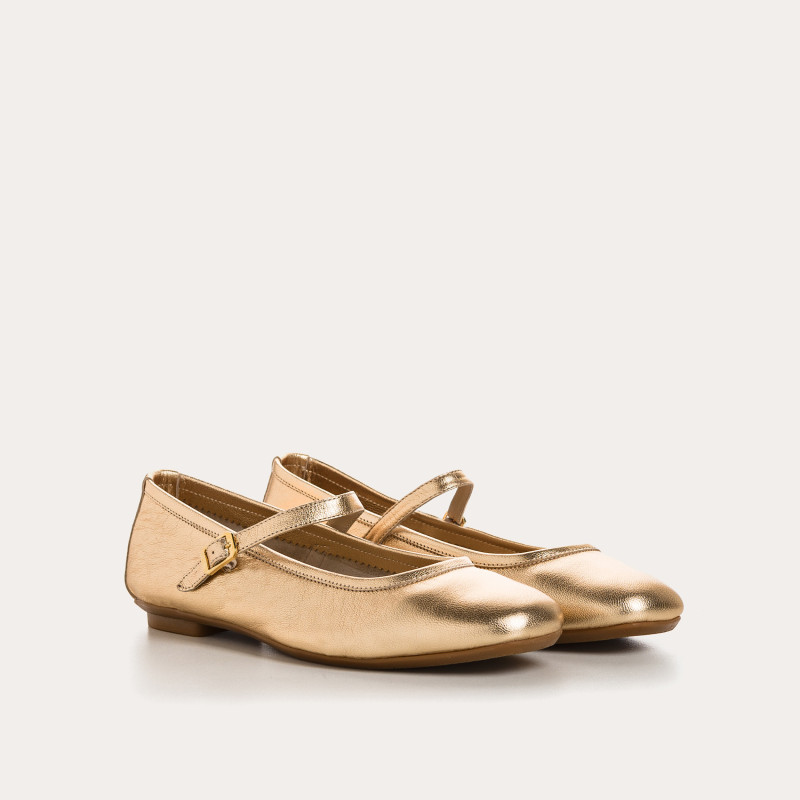 Babies Honor platine en cuir métallisé - Brides et boucles dorées ou argentées