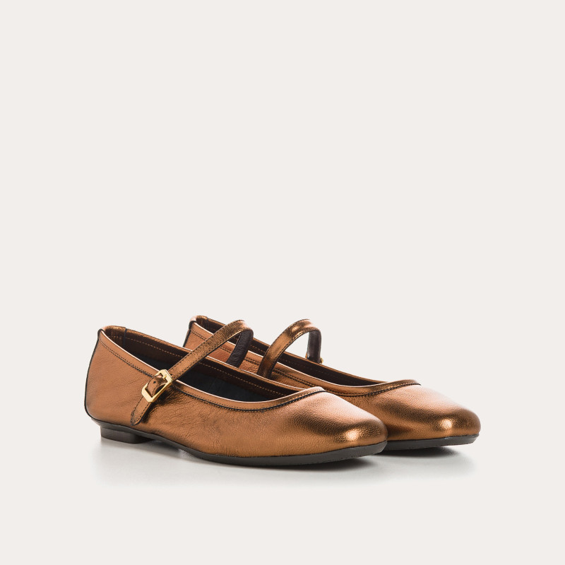 Babies Honor platine en cuir métallisé - Brides et boucles dorées ou argentées