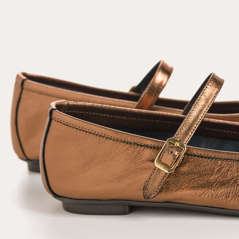 Babies Honor platine en cuir métallisé - Brides et boucles dorées ou argentées