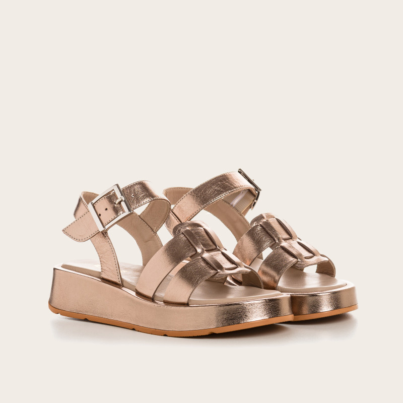 Wendy Metallic Leather Sandals | Elegance & Summer Comfort - Reqins