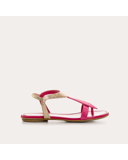 Flat Sandals Woman Velvet Leather Metallized - Bernie | Reqins