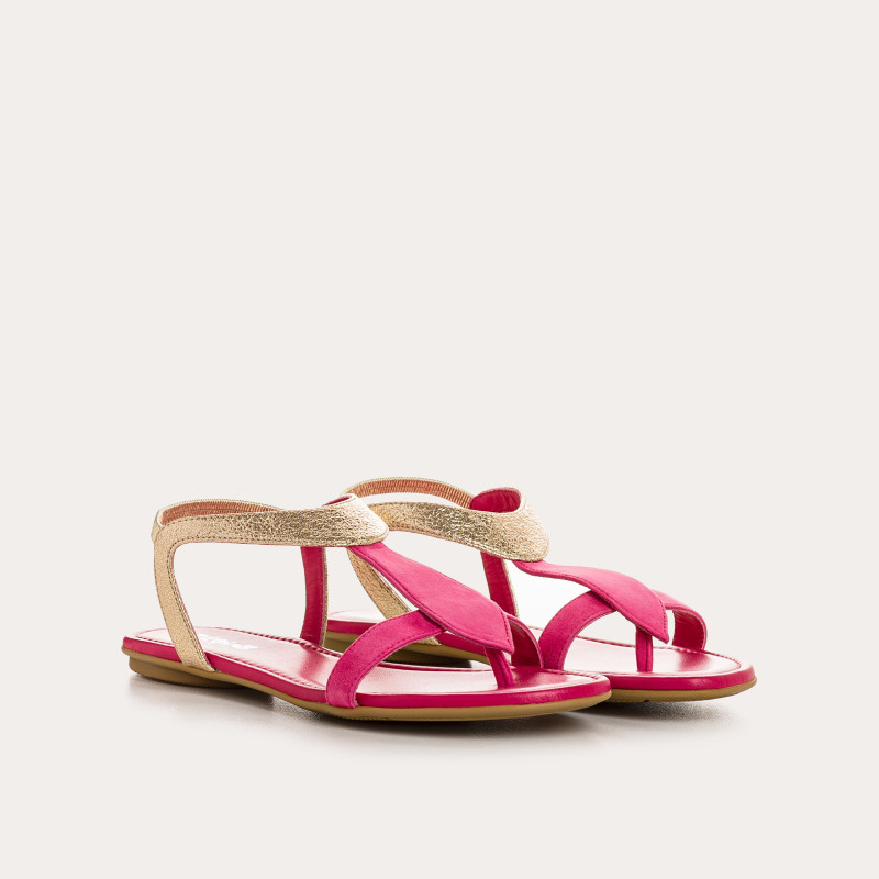 Flat Sandals Woman Velvet Leather Metallized - Bernie | Reqins