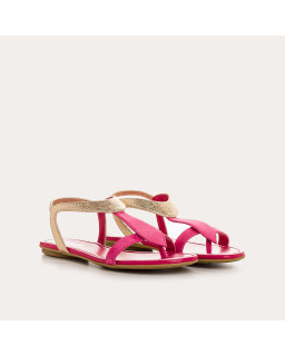 Flat Sandals Woman Velvet Leather Metallized - Bernie | Reqins