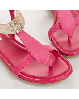 Flat Sandals Woman Velvet Leather Metallized - Bernie | Reqins