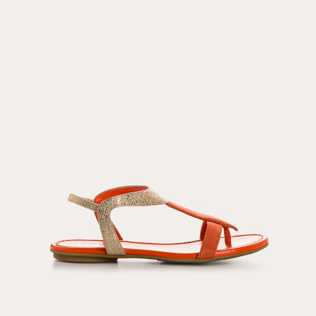 Flat Sandals Woman Velvet Leather Metallized - Bernie | Reqins