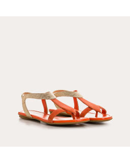 Flat Sandals Woman Velvet Leather Metallized - Bernie | Reqins