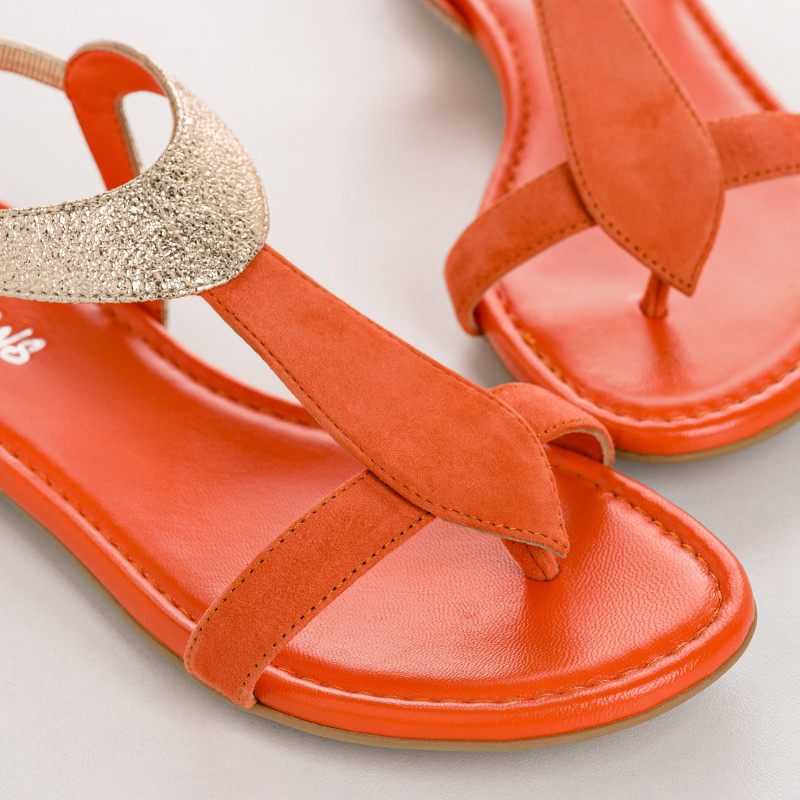 Sandales Plates Femme Cuir Velours Metallisé - BERNIE | Reqins