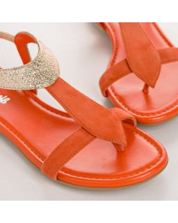 Sandales Plates Femme Cuir Velours Metallisé - BERNIE | Reqins