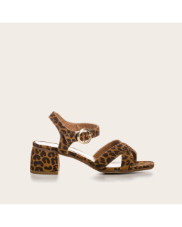 Ondine Sandals with Leopard Velvet Leather Leather | Reqins