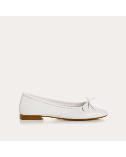 Ballerines plates à nœud en cuir avec bout arrondi