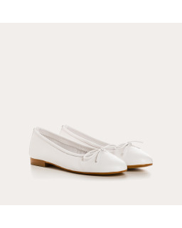 Ballerines plates à nœud en cuir avec bout arrondi