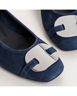 Klarissa Leather Velvet Heel Ballerinas | Reqins