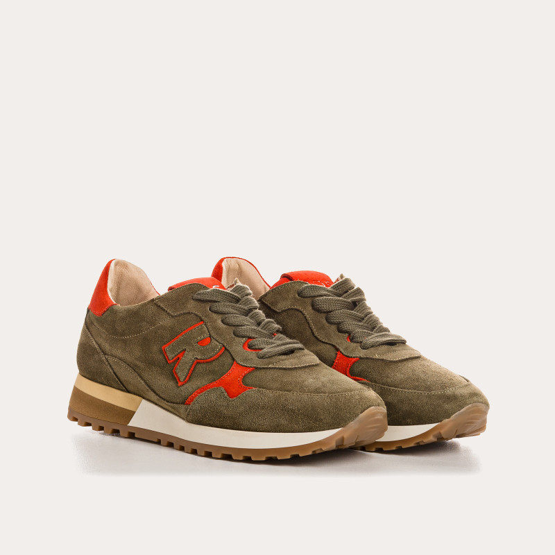 Baskets à lacets en cuir velours pour femme