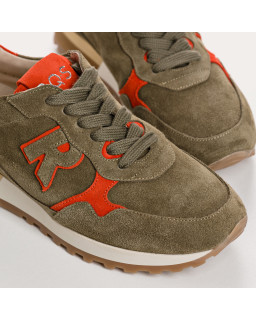 Women's velvet leather lace top sneakers