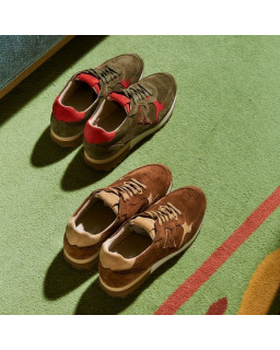 Baskets à lacets en cuir velours pour femme