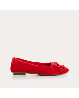 Velvet leather ballerinas with fringes on top