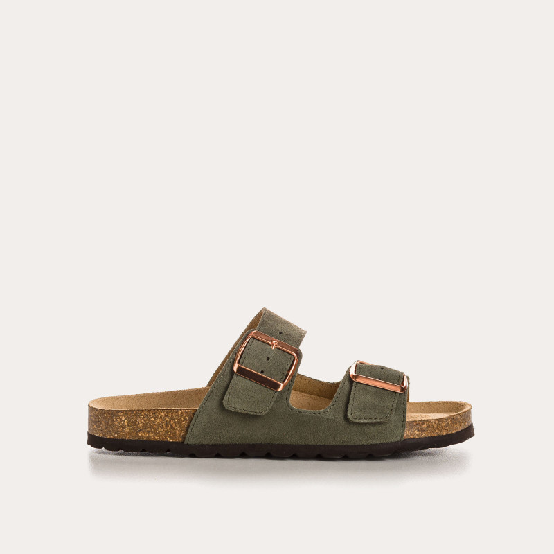 Nubia Bride Sandals - Anatomical Shoes Camel Velvet Leather | Reqins