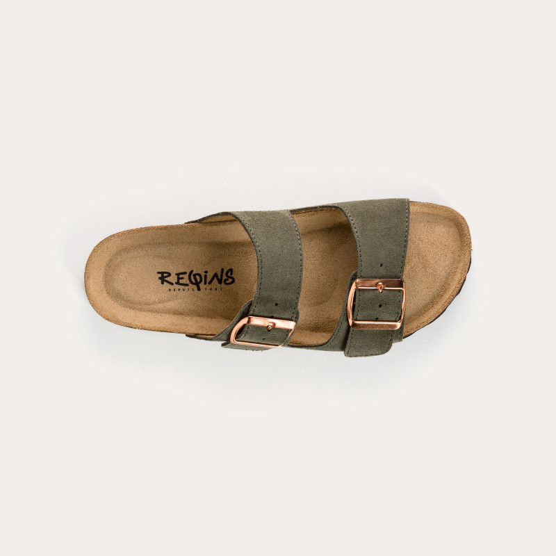 Nubia Bride Sandals - Anatomical Shoes Camel Velvet Leather | Reqins