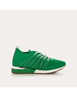 Baskets pour femme à lacets en lycra kaki