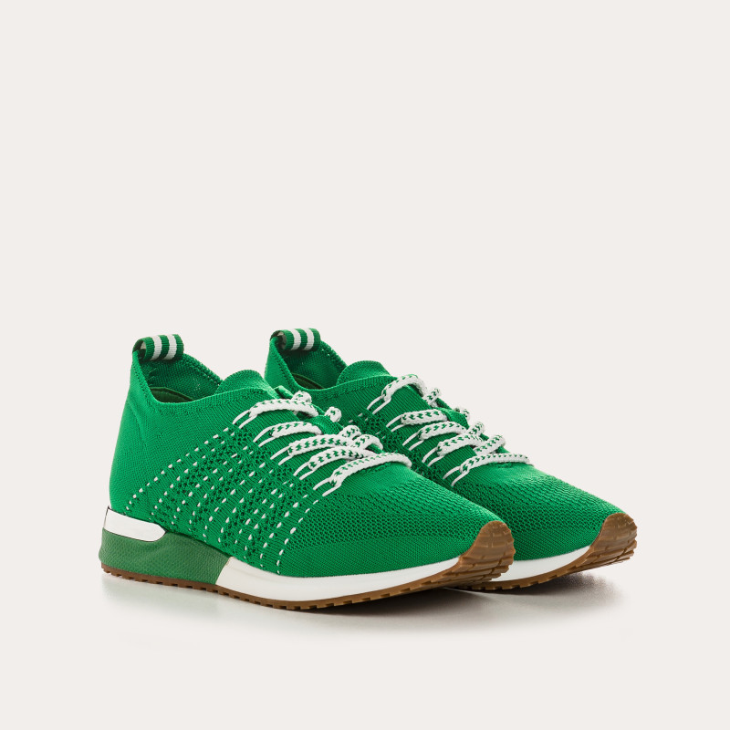 Baskets pour femme à lacets en lycra kaki