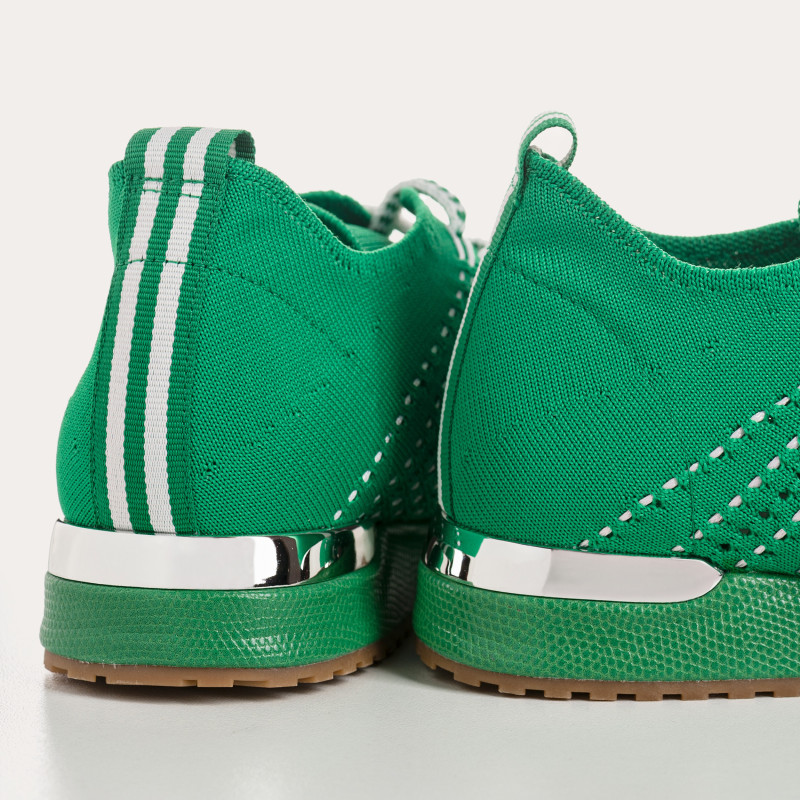 Baskets pour femme à lacets en lycra kaki