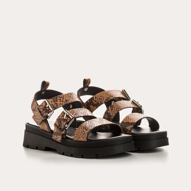 Logan Python Leather Sandals - Reqins