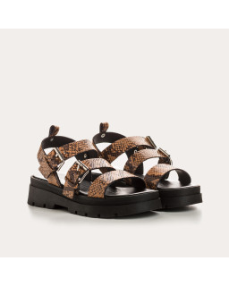 Logan Python Leather Sandals - Reqins