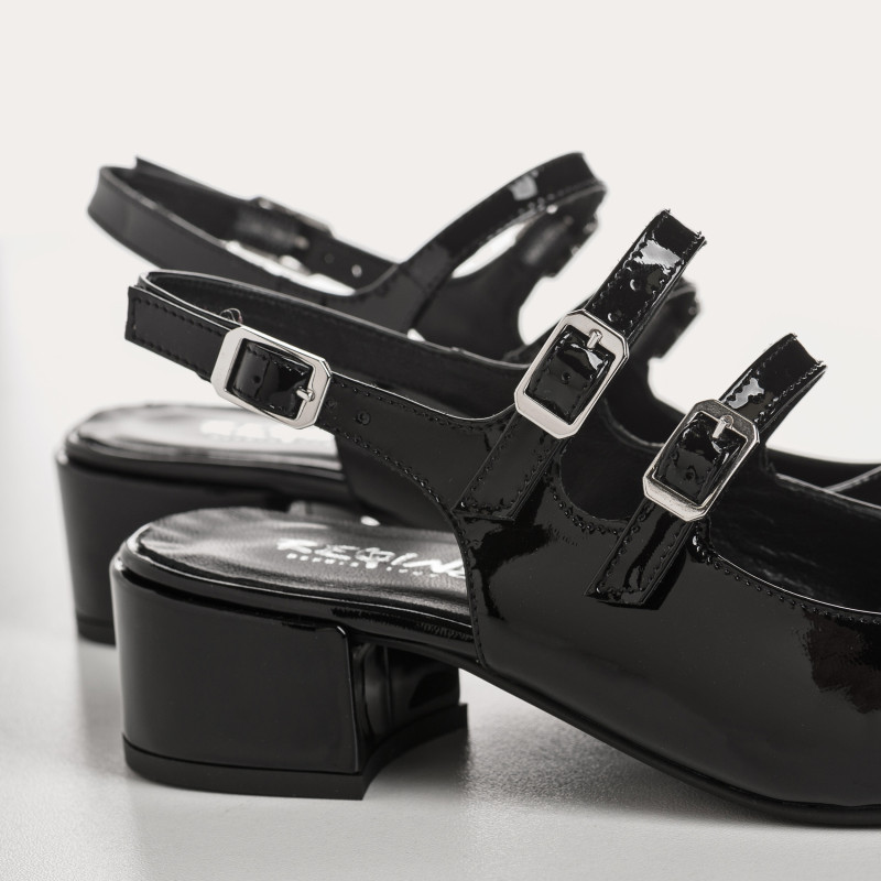 Babies Slingback à talons en cuir vernis Rosewood | Reqins