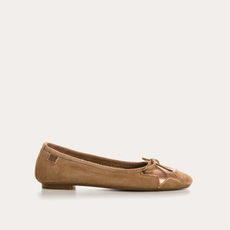 Velvet leather ballerinas with star pattern