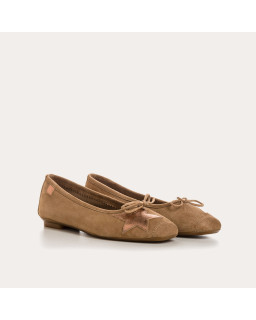 Velvet leather ballerinas with star pattern