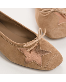 Velvet leather ballerinas with star pattern
